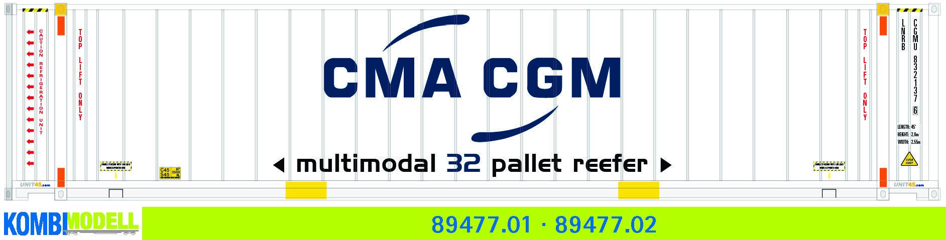 Kombimodell 89477.01 WB-A /Ct 45' (Euro) Reefer (E) CMA CGM"" 